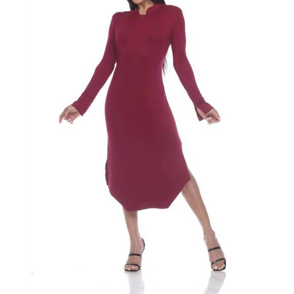 NEW ONE ESSENCE mandy mandarin dress in burgundy - Picture 1 of 2
